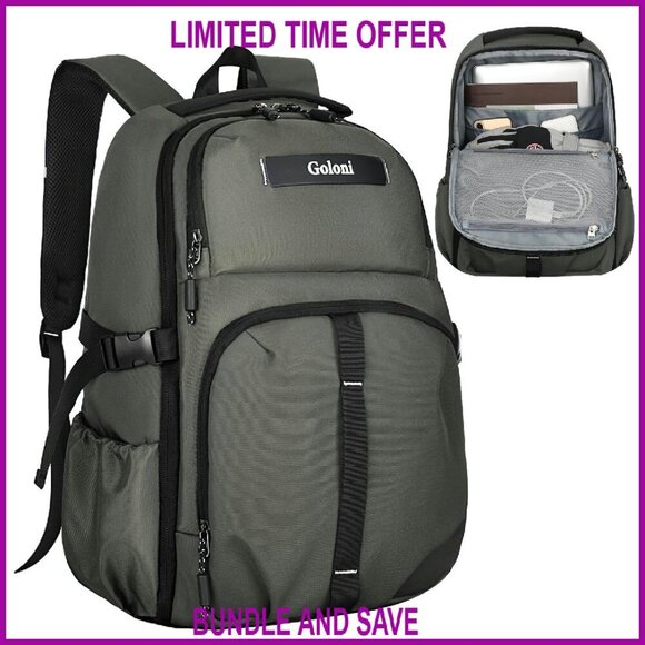 Handbags - 35L Travel Laptop Backpack, TSA-Approved, Water-Resistant, 15.6 Inch Compartment